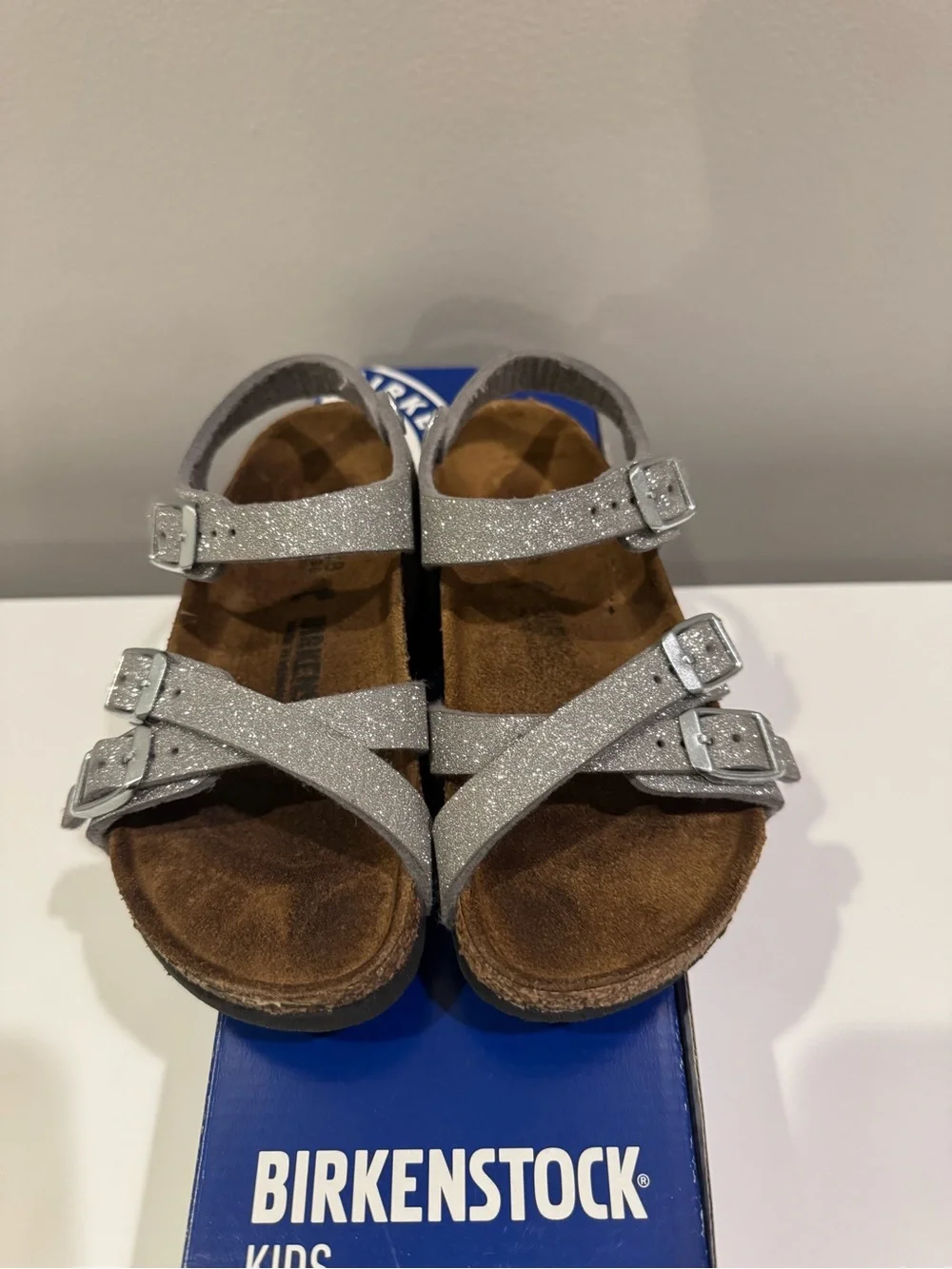 Birkenstock's Kumba Kids Silver Glitter Triple-Strap Sandals
